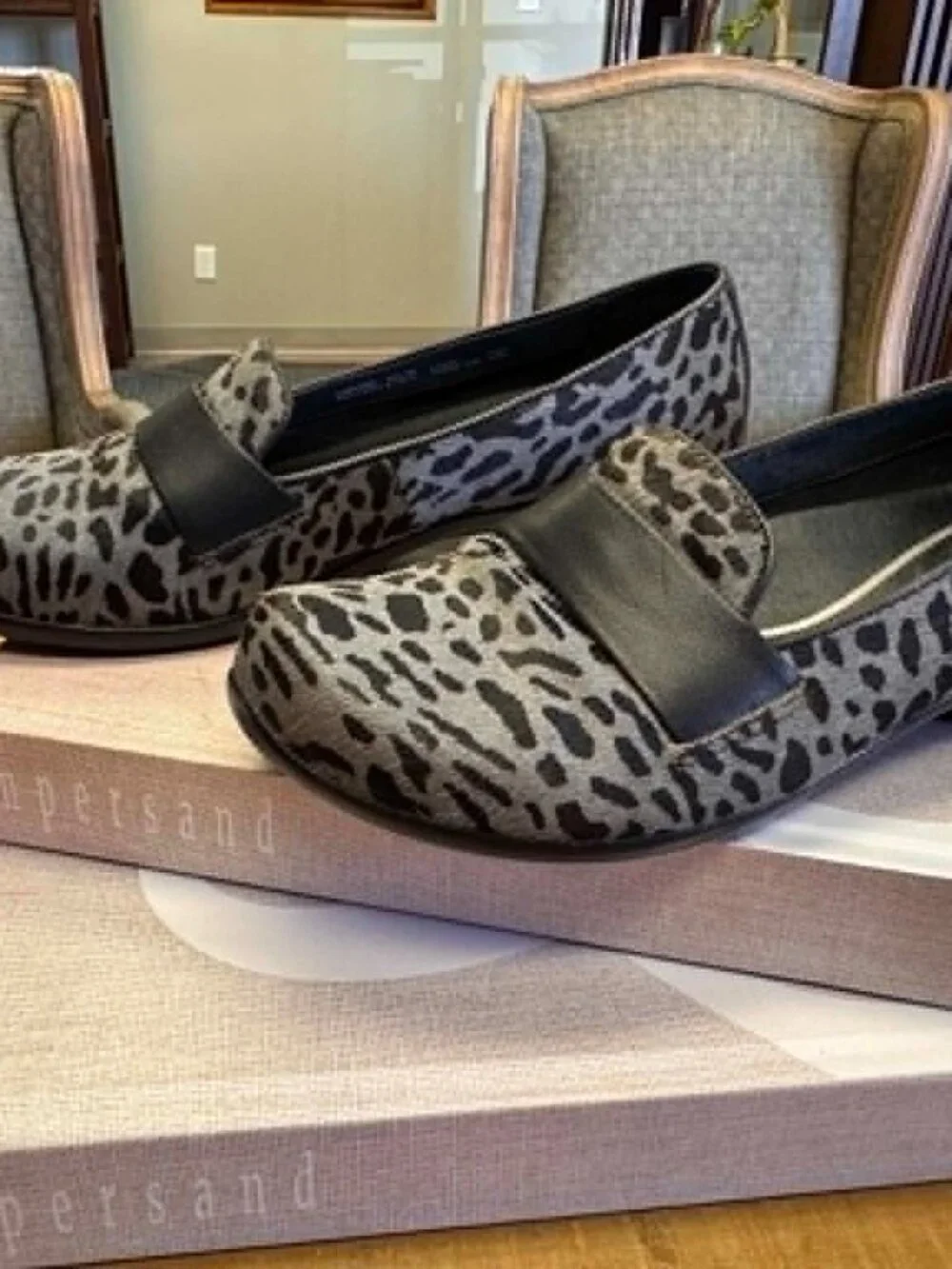 Dansko Leopard Print Leather Loafers | Gray Calf Hair Comfort Shoes | EU 38